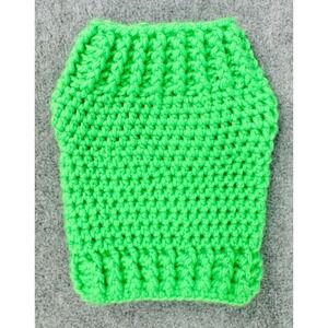 Dog Sweater XS Green Small Breed Handmade Crocheted Pullover Cozy Pet